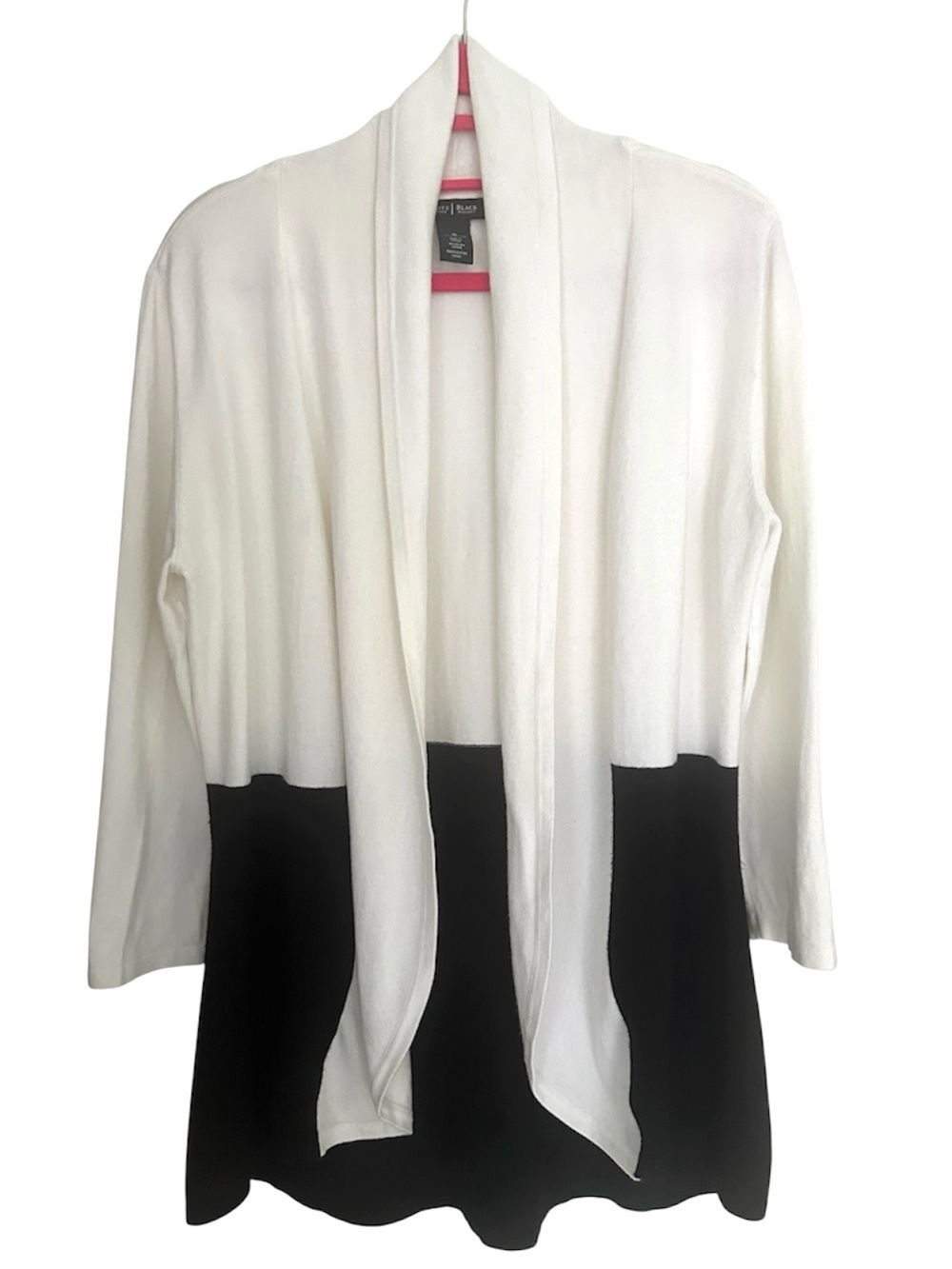 White House Black Market Colorblock Quarter Sleeve Open-Front Cardigan Size M